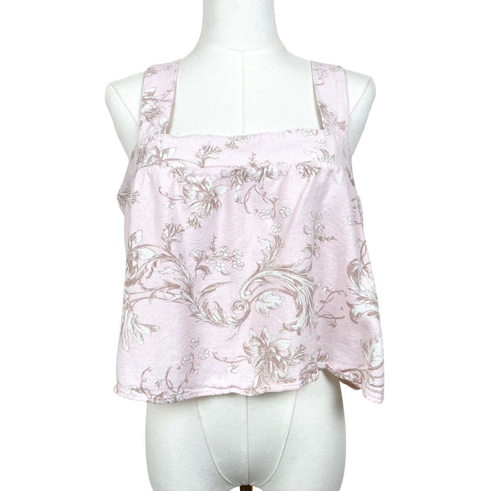 Womens Tank Top Sz S Linen Cotton Babydoll Cottage Fairy Coastal Coquette Boho - Picture 2 of 6